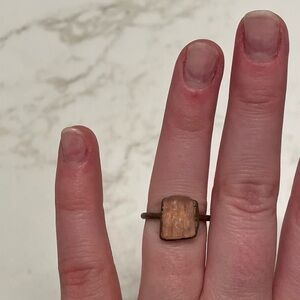 raw imperial topaz crystal copper ring.